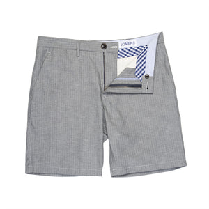 Spencer- Gray Linen Cotton Herringbone Shorts