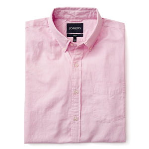 Washed Button Down Shirt - Pink Herringbone