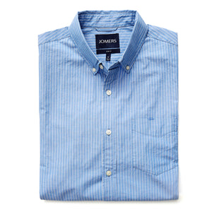Washed Button Down Shirt - Blue Evans Stripe