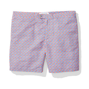 Red and Blue Clover Print Swim Trunks
