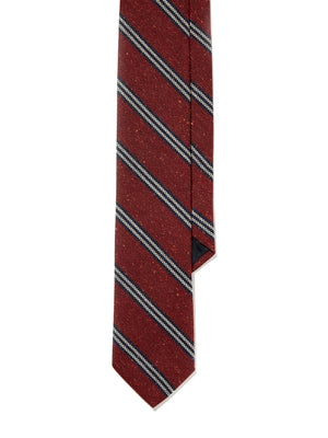 Tie - Burnt Red Navy Textured Stripe