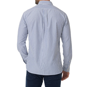 Washed Button Down Shirt - Blue Bengal Stripe