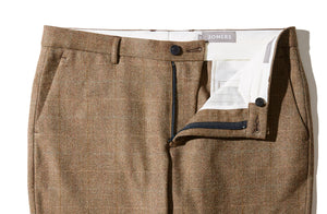 Glenn - Brown Moss Herringbone Flannel Trousers