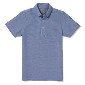 Burbank - Ocean Blue Short Sleeve Oxford Pique Polo