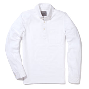 Long Sleeve Oxford Pique Polo - White