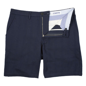 Dudley - Navy Indian Madras Herringbone Shorts