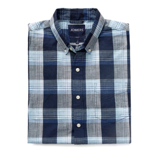 Washed Button Down Shirt - Pacific Blue Indian Madras