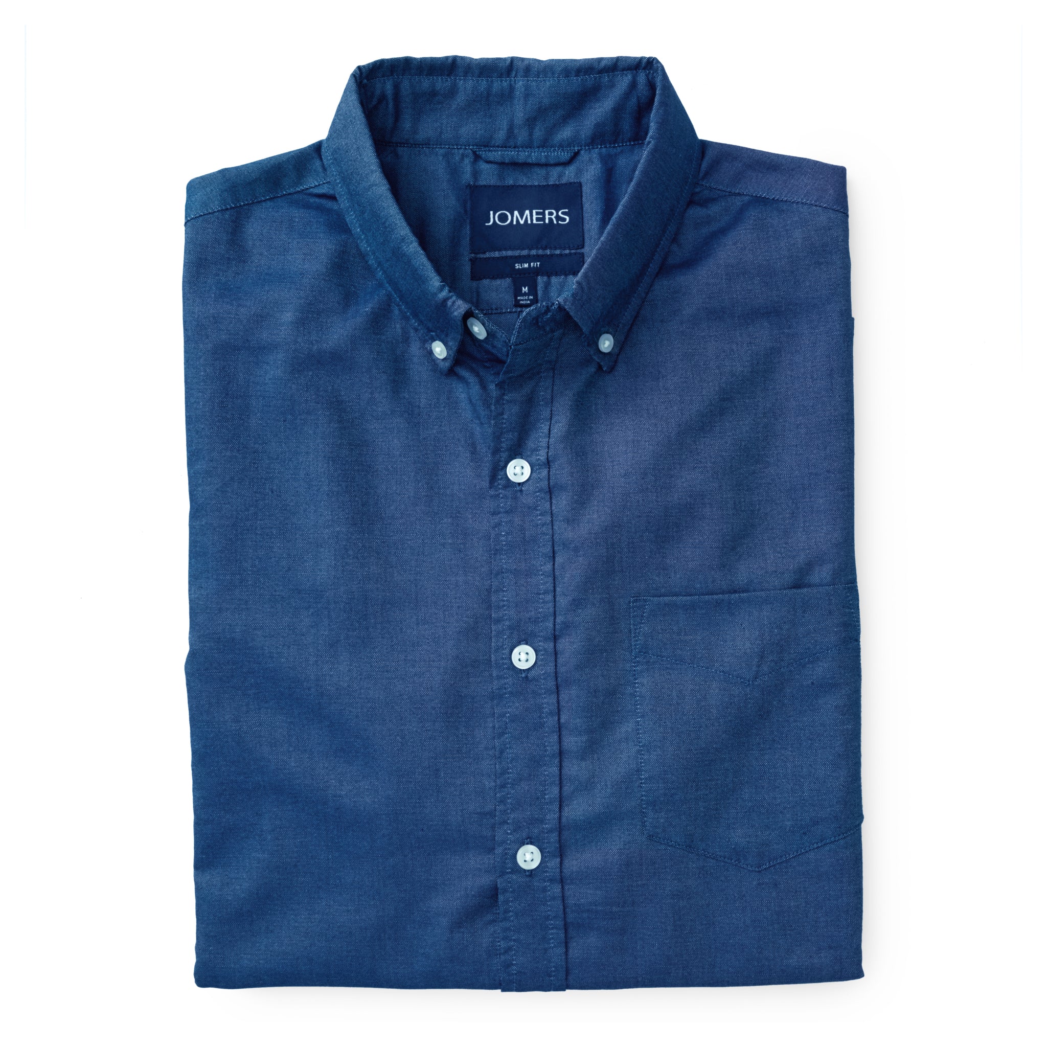 Washed Button Down Shirt - Indigo Blue Oxford - Jomers Washed Button Down Shirt - Indigo Blue Oxford - Jomers
