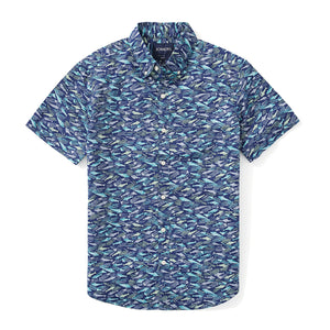 Italian Short Sleeve Shirt - Blue Fish Scatter