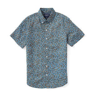 Italian Short Sleeve Shirt - Blue Vintage Floral
