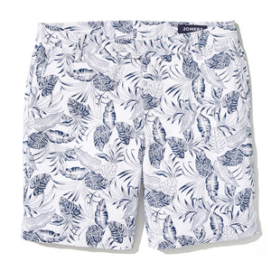 Nelson - White Palm Leaves Print Shorts