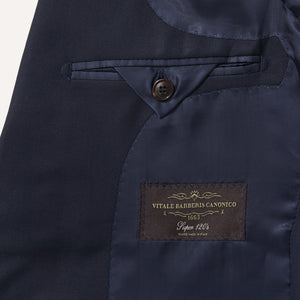 Slim Italian Wool Suit- Blue Hopsack