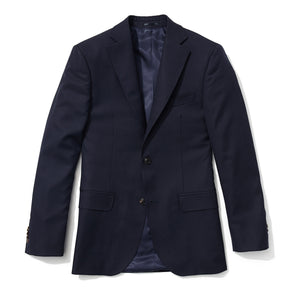 Slim Italian Wool Suit- Blue Hopsack