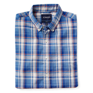 Washed Button Down Shirt - Union Blue Indian Madras