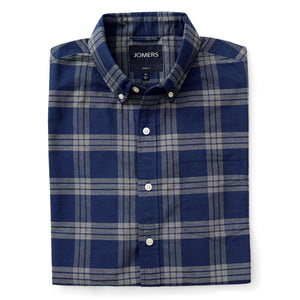Washed Button Down Shirt - Yonkers Blue Plaid