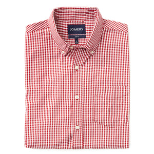 Washed Button Down Shirt - Mini Red Gingham