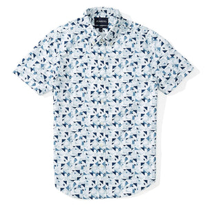 Malibu  - White Abstract Geo Short Sleeve Shirt
