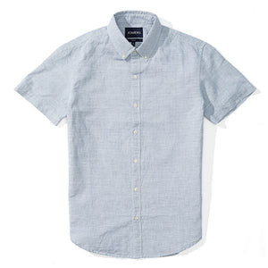 Aaron - Light Blue Crosshatch Short Sleeve Shirt