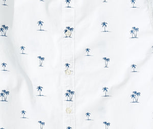 Palm Beach  - White Palm Print Short Sleeve Shirt