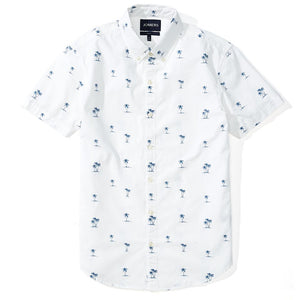Palm Beach  - White Palm Print Short Sleeve Shirt