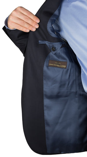 Navy Vitale Barberis Caninco Half Canvas Men's Suit Inner Label