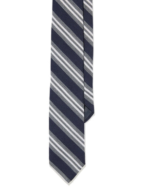 Tie - Navy Gray Double Striped Repp