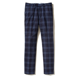 Italian Wool Flannel Dress Pants - Navy Blue Check