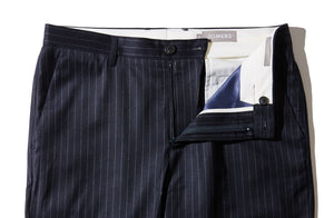 Bowes - Navy Chalk Stripe Wool Trousers